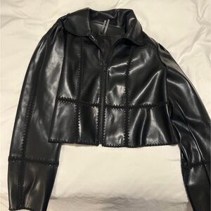 Anthropologie Black Faux Leather Jacket